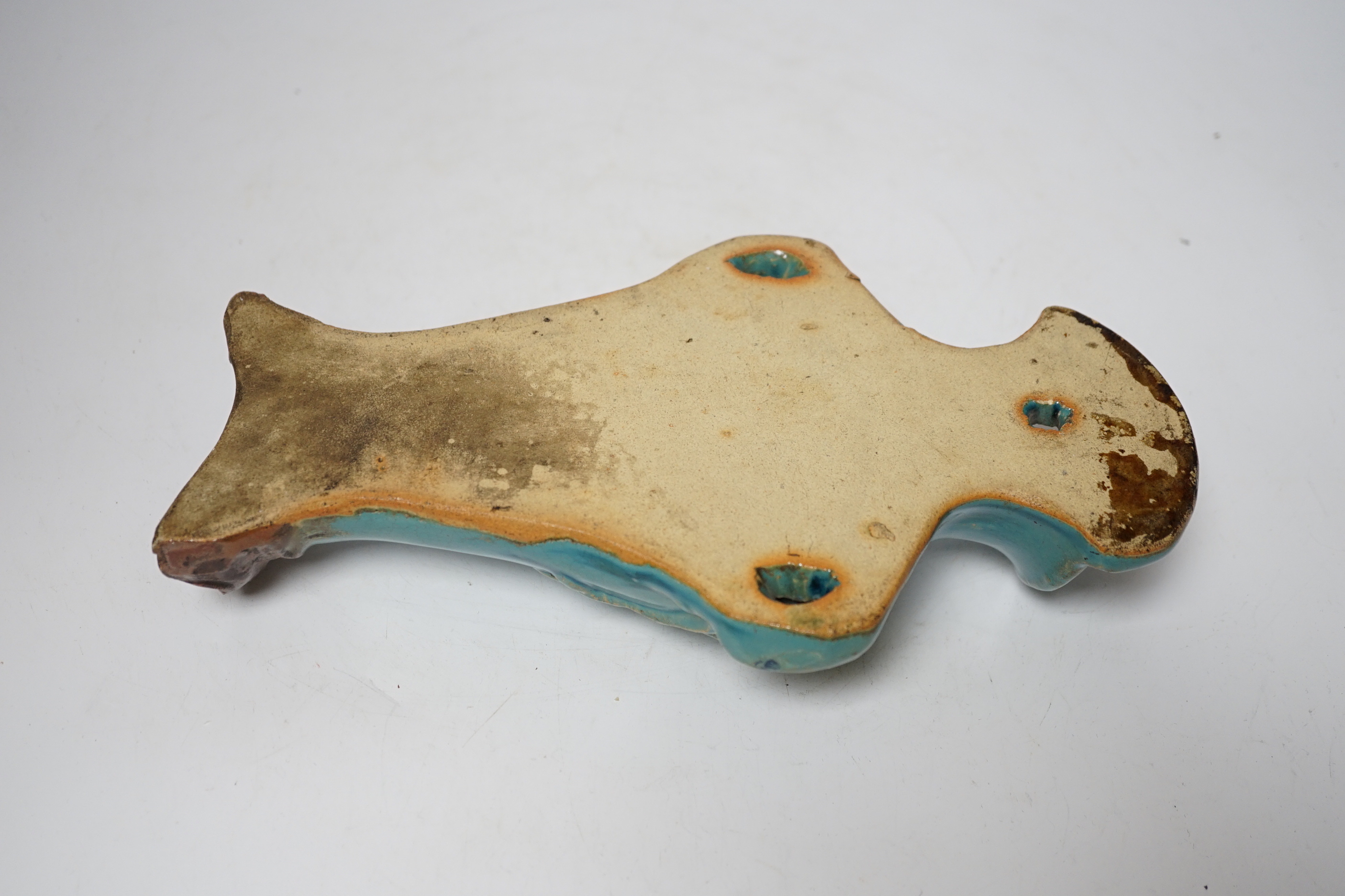 A Chinese Guandong turquoise glazed pottery wall vase, early 20th century, 25cm high